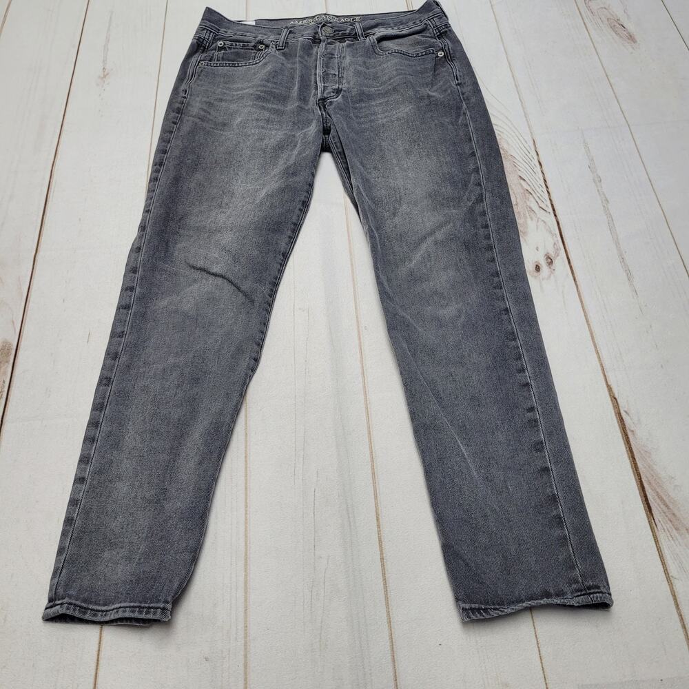 American Eagle High rise girlfriend button fly jeans gray